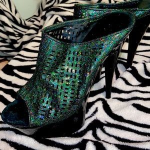 Elle mule stiletto pole dance platform heels sz7